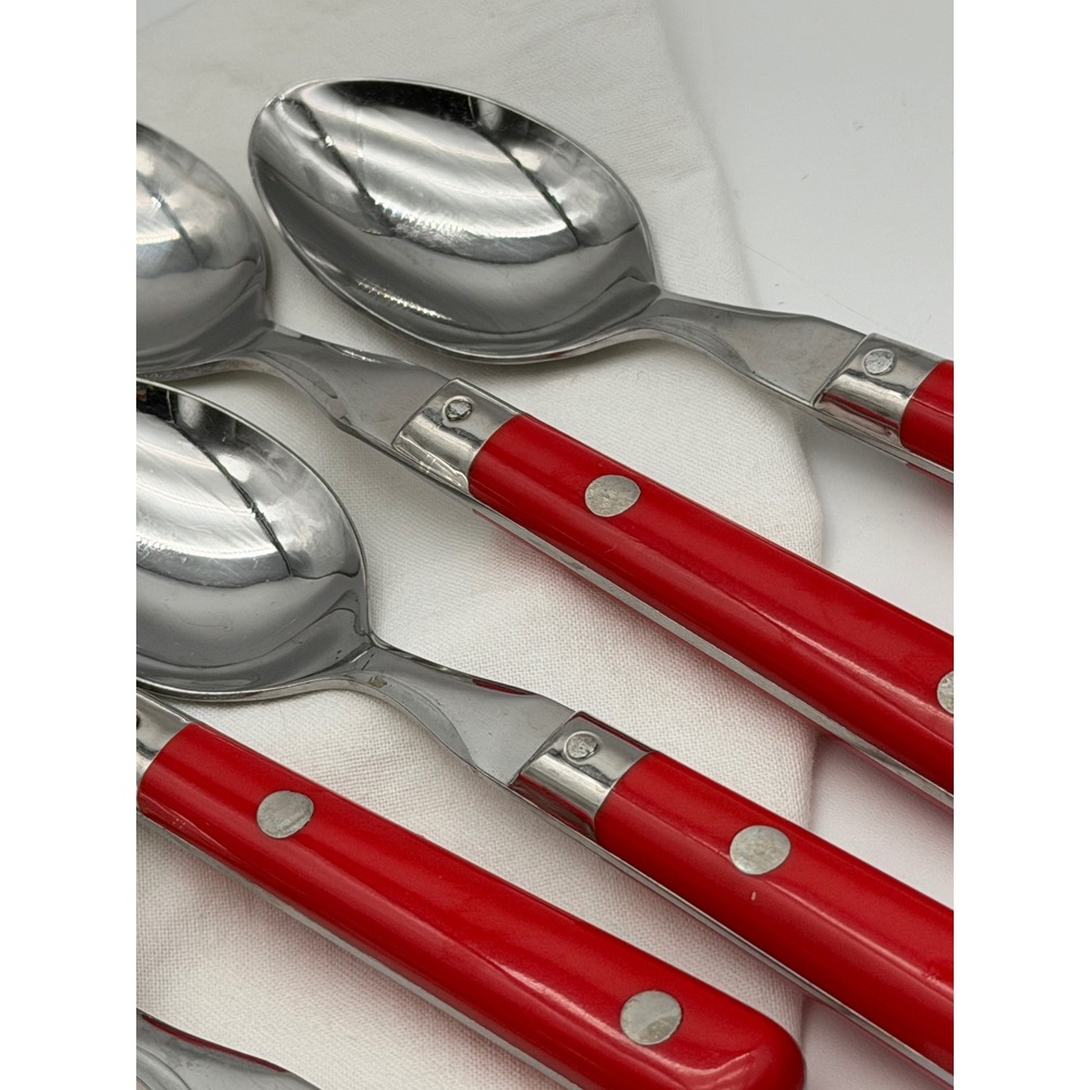 Vintage WF Washington Forge Mardi Gras Red Teaspoons Set of 3 Stainless Korea